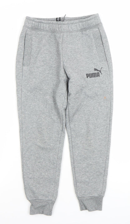 Puma Boys Grey Jogger Sweatpants 7-8 Years Regular Fit Fleece Activewear