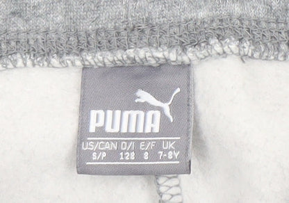 Puma Boys Grey Jogger Sweatpants 7-8 Years Regular Fit Fleece Activewear