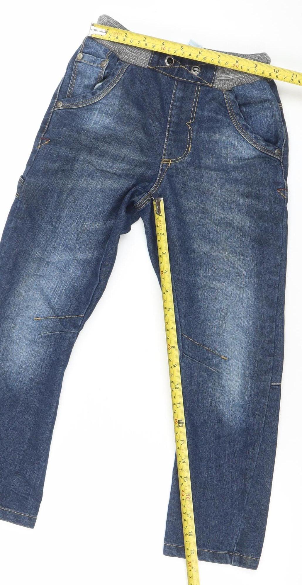 George Boys Blue Denim Jeans 6-7 Years Straight Fit Elastic Waist