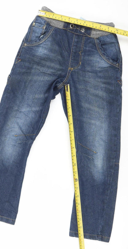 George Boys Blue Denim Jeans 6-7 Years Straight Fit Elastic Waist