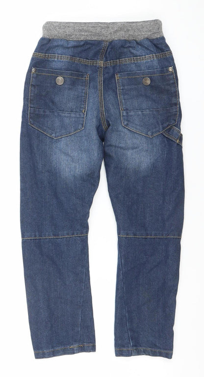 George Boys Blue Denim Jeans 6-7 Years Straight Fit Elastic Waist
