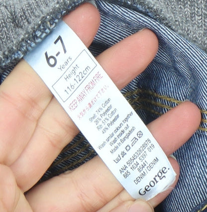 George Boys Blue Denim Jeans 6-7 Years Straight Fit Elastic Waist