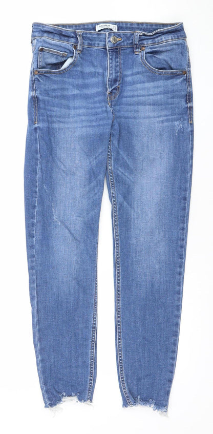 PULL&BEAR Womens Blue Mid Rise Skinny Jeans Size 14