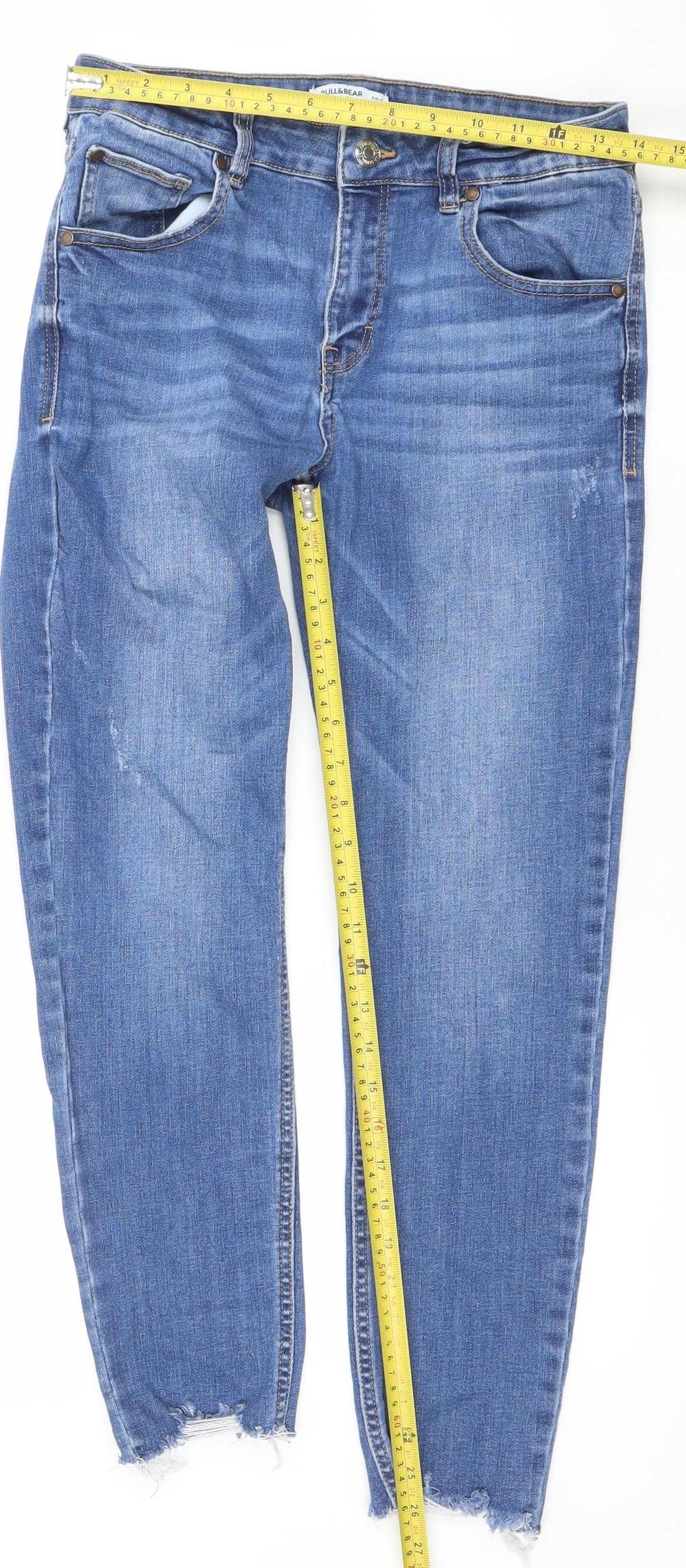 PULL&BEAR Womens Blue Mid Rise Skinny Jeans Size 14