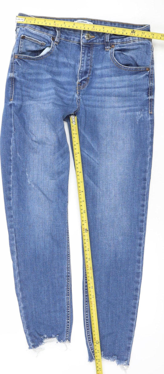 PULL&BEAR Womens Blue Mid Rise Skinny Jeans Size 14