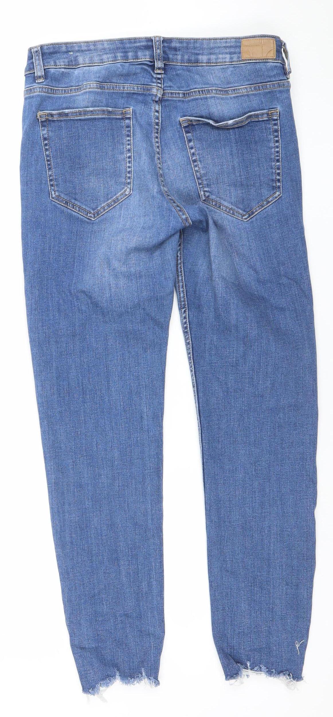 PULL&BEAR Womens Blue Mid Rise Skinny Jeans Size 14