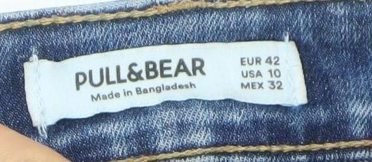PULL&BEAR Womens Blue Mid Rise Skinny Jeans Size 14
