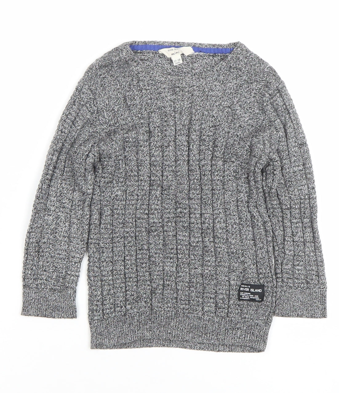 River Island Mini Grey Knit Pullover Jumper 12-18 Months Unisex Baby