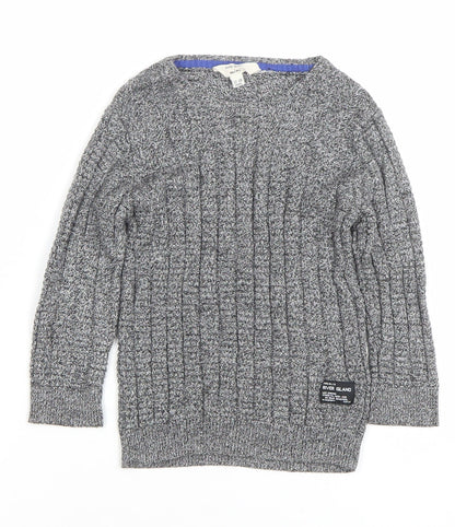 River Island Mini Grey Knit Pullover Jumper 12-18 Months Unisex Baby