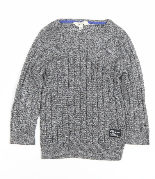River Island Mini Grey Knit Pullover Jumper 12-18 Months Unisex Baby