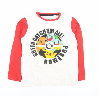 Boys UK Size 7-8 Years Pokémon White Basic T-Shirt