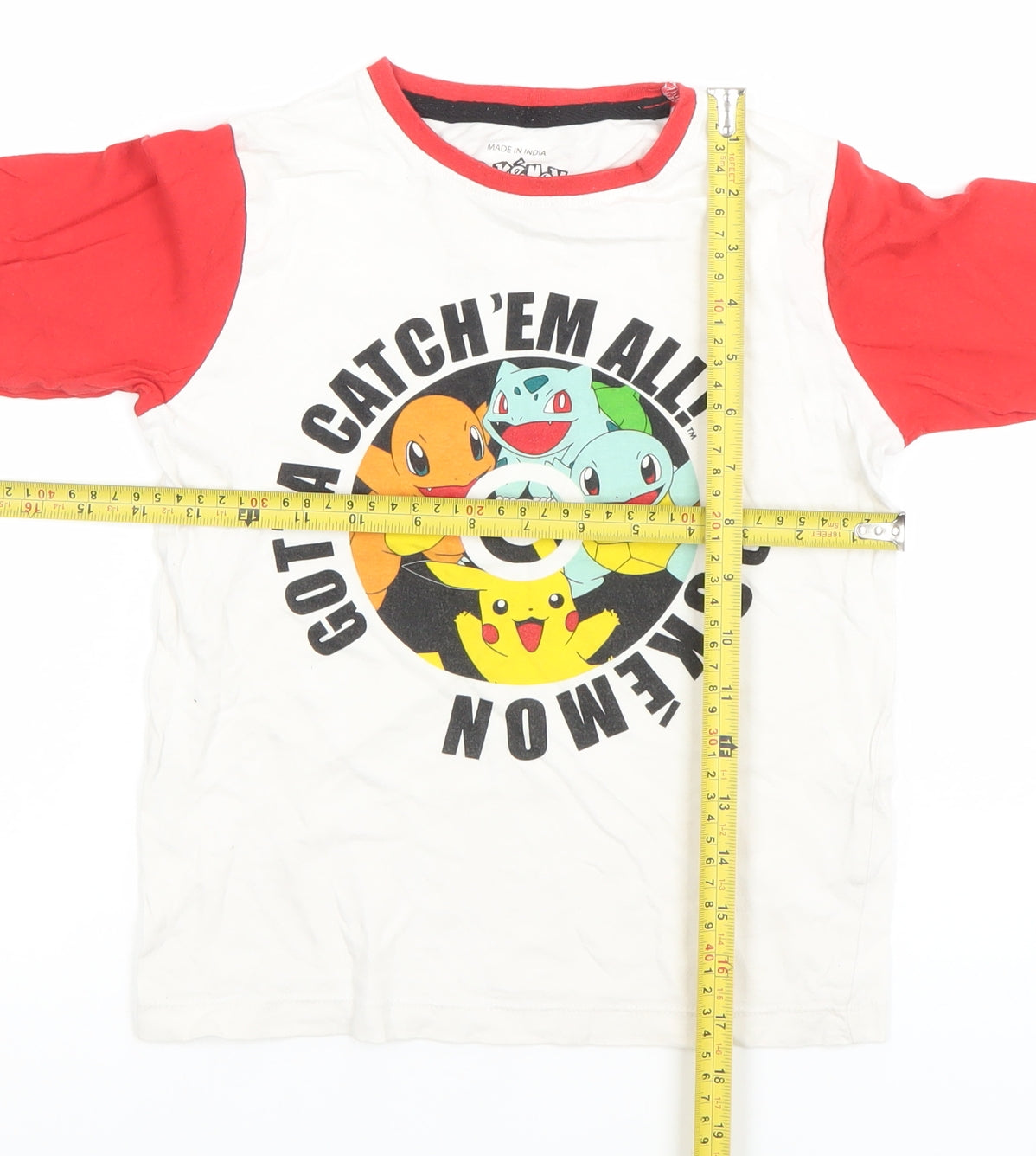 Boys UK Size 7-8 Years Pokémon White Basic T-Shirt