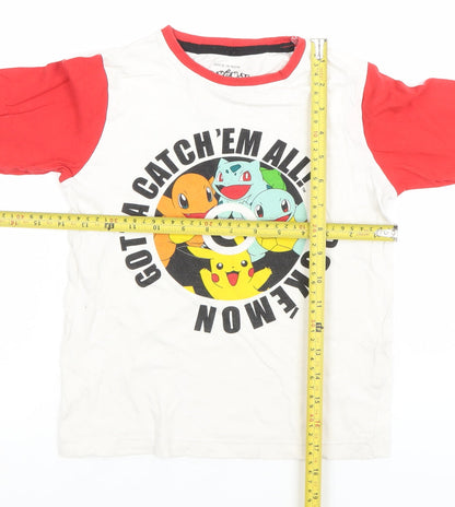 Boys UK Size 7-8 Years Pokémon White Basic T-Shirt