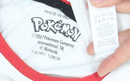 Boys UK Size 7-8 Years Pokémon White Basic T-Shirt
