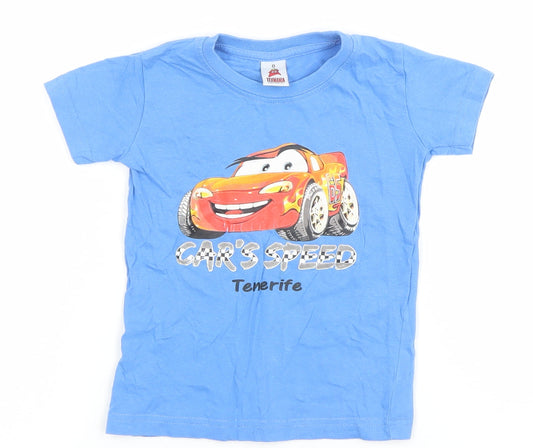 Texmania Boys Blue Cars Graphic Cotton T-Shirt 0-3 Months