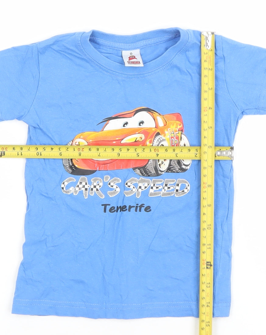 Texmania Boys Blue Cars Graphic Cotton T-Shirt 0-3 Months