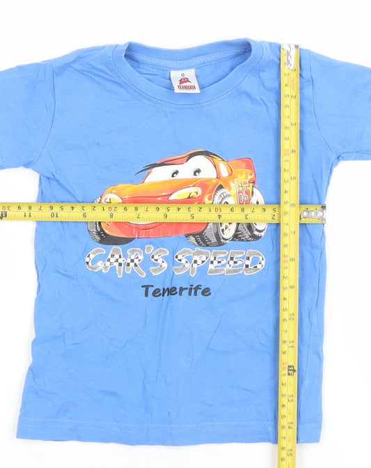 Texmania Boys Blue Cars Graphic Cotton T-Shirt 0-3 Months