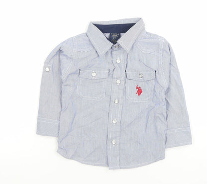 Boys UK Size 2 Years U.S. Polo Assn. Blue Basic Button-Up