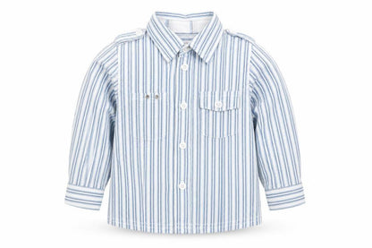 Name It Boys Blue Striped Cotton Long Sleeve Button-Up Shirt 9-12 Months