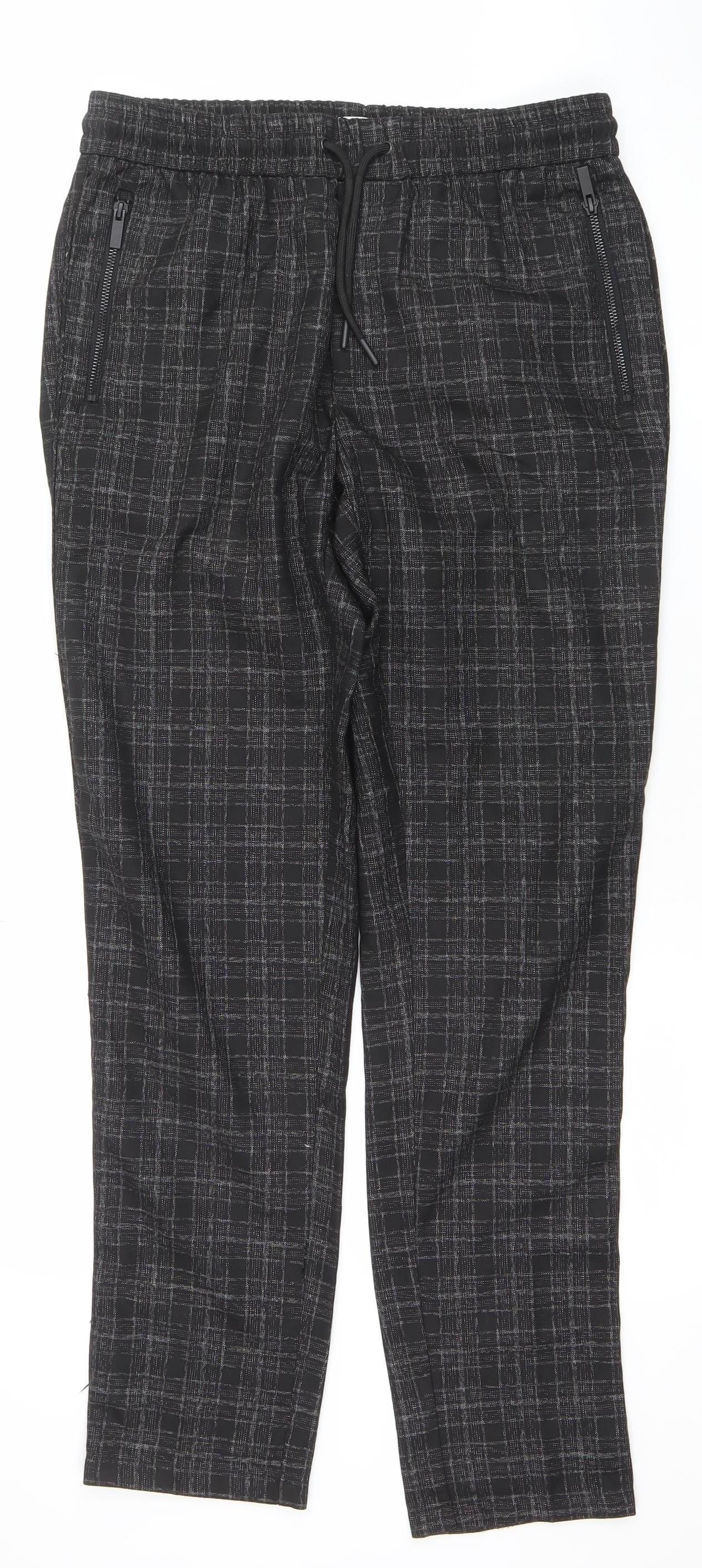 River Island Men's Black Check Slim Fit Joggers 32W 34L