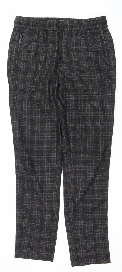 River Island Men's Black Check Slim Fit Joggers 32W 34L
