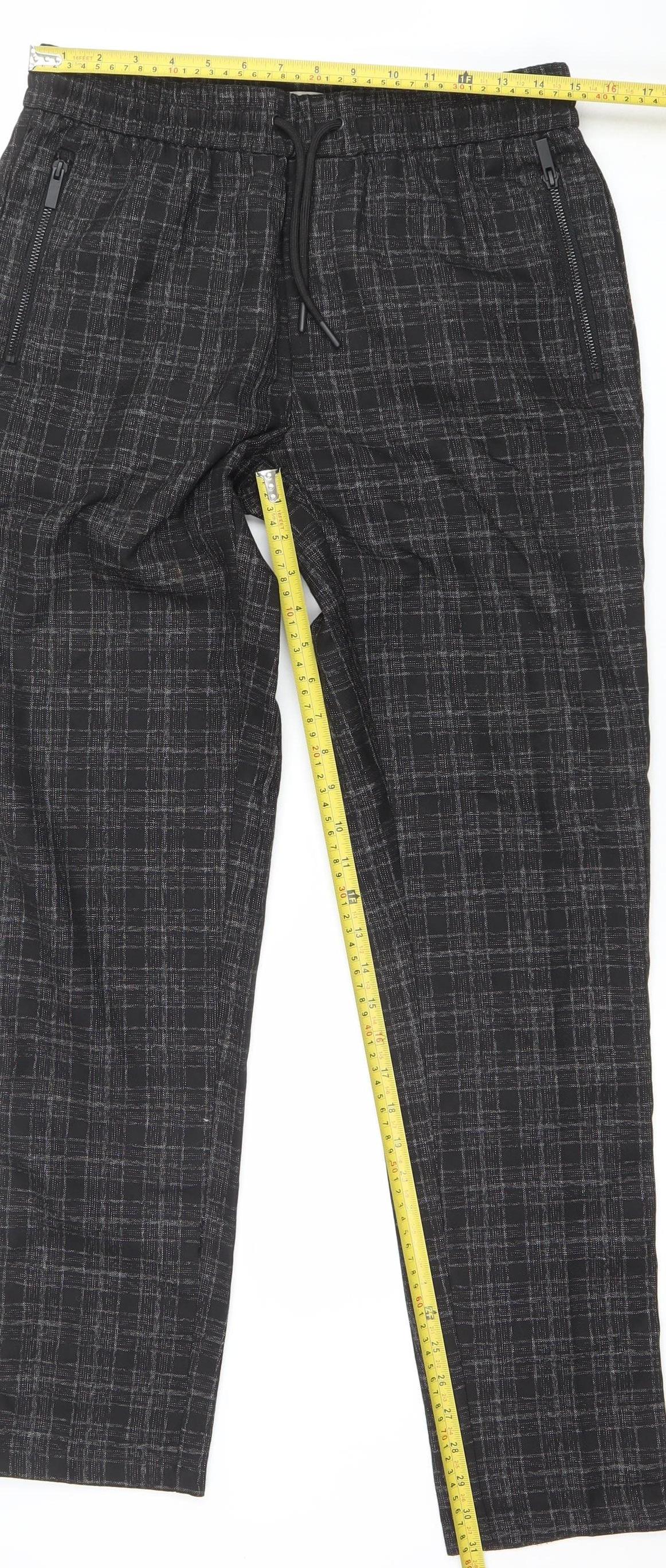 River Island Men's Black Check Slim Fit Joggers 32W 34L