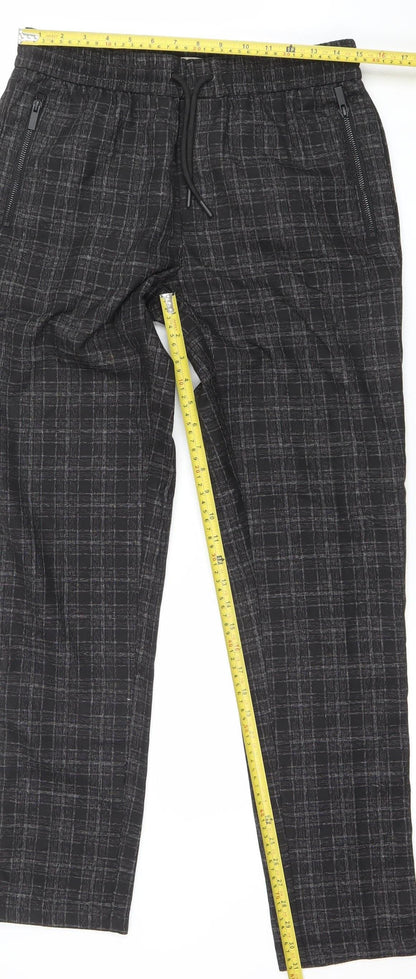 River Island Men's Black Check Slim Fit Joggers 32W 34L