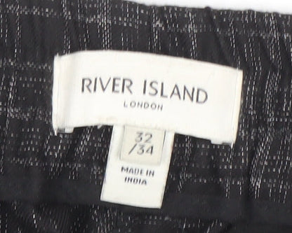 River Island Men's Black Check Slim Fit Joggers 32W 34L