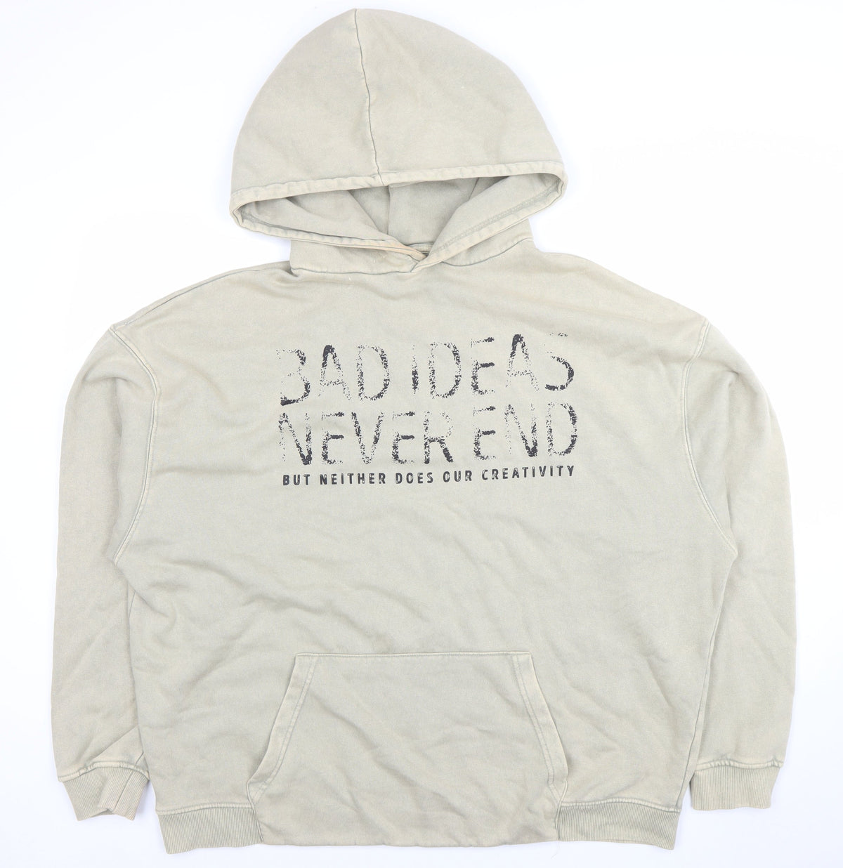 Womens UK Size L Pull & Bear Beige Pullover Hoodie