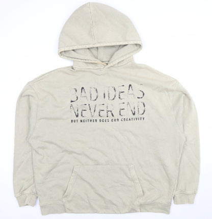 Womens UK Size L Pull & Bear Beige Pullover Hoodie