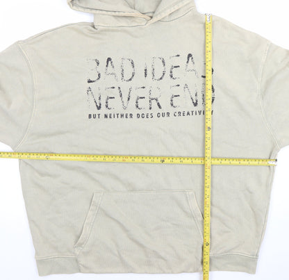 Womens UK Size L Pull & Bear Beige Pullover Hoodie