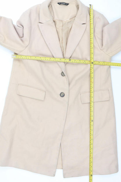 Dunnes Women Beige Long Buttoned Overcoat Size 16 Polyester