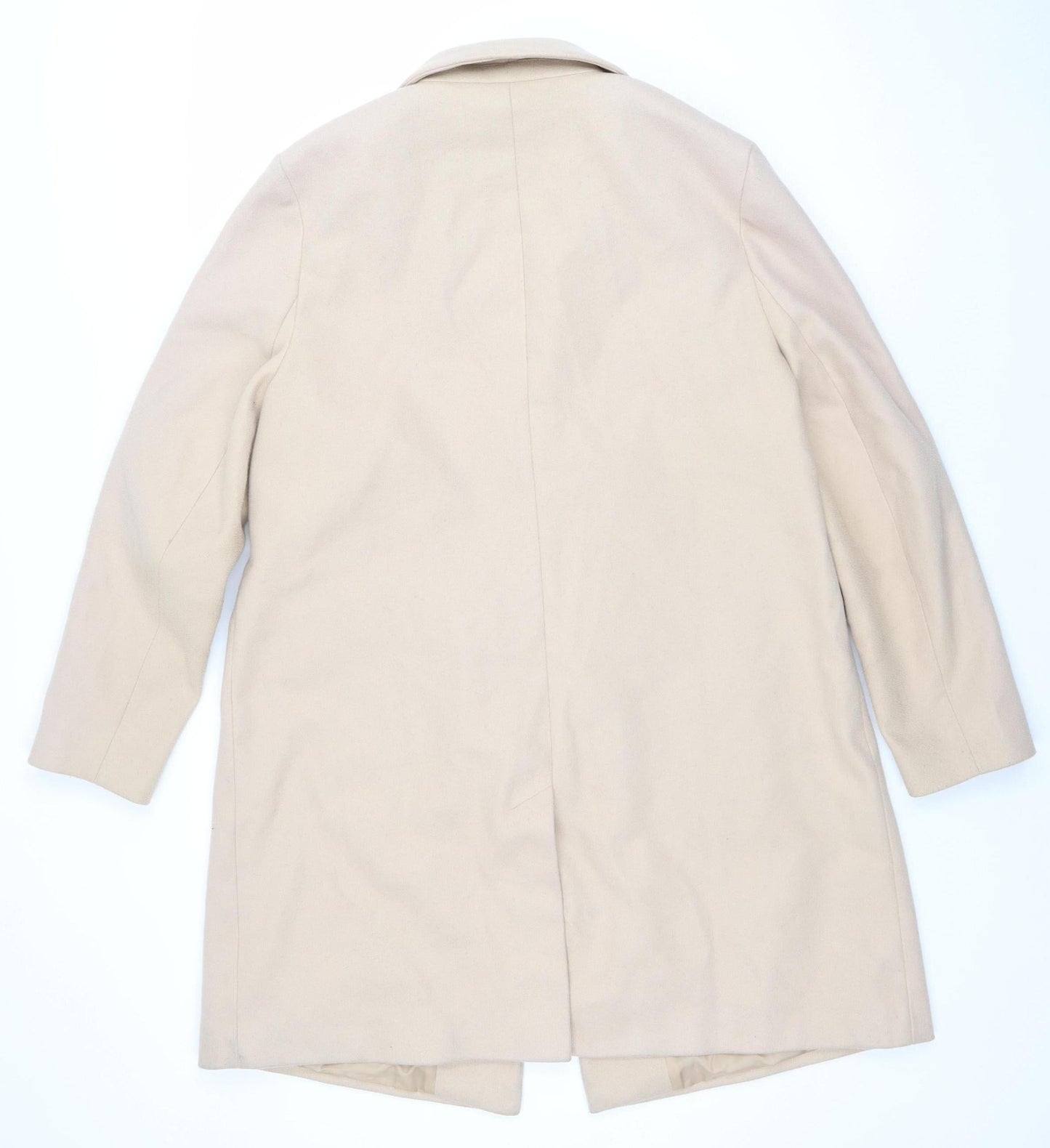 Dunnes Women Beige Long Buttoned Overcoat Size 16 Polyester