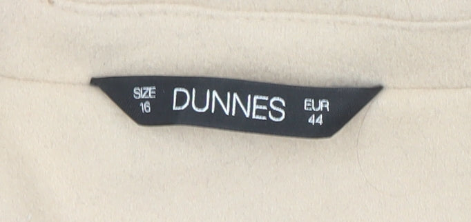 Dunnes Women Beige Long Buttoned Overcoat Size 16 Polyester