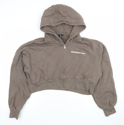Womens UK Size S Good For Nothing Brown Full Zip Hoodie