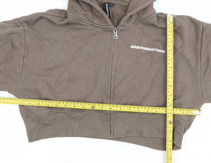 Womens UK Size S Good For Nothing Brown Full Zip Hoodie