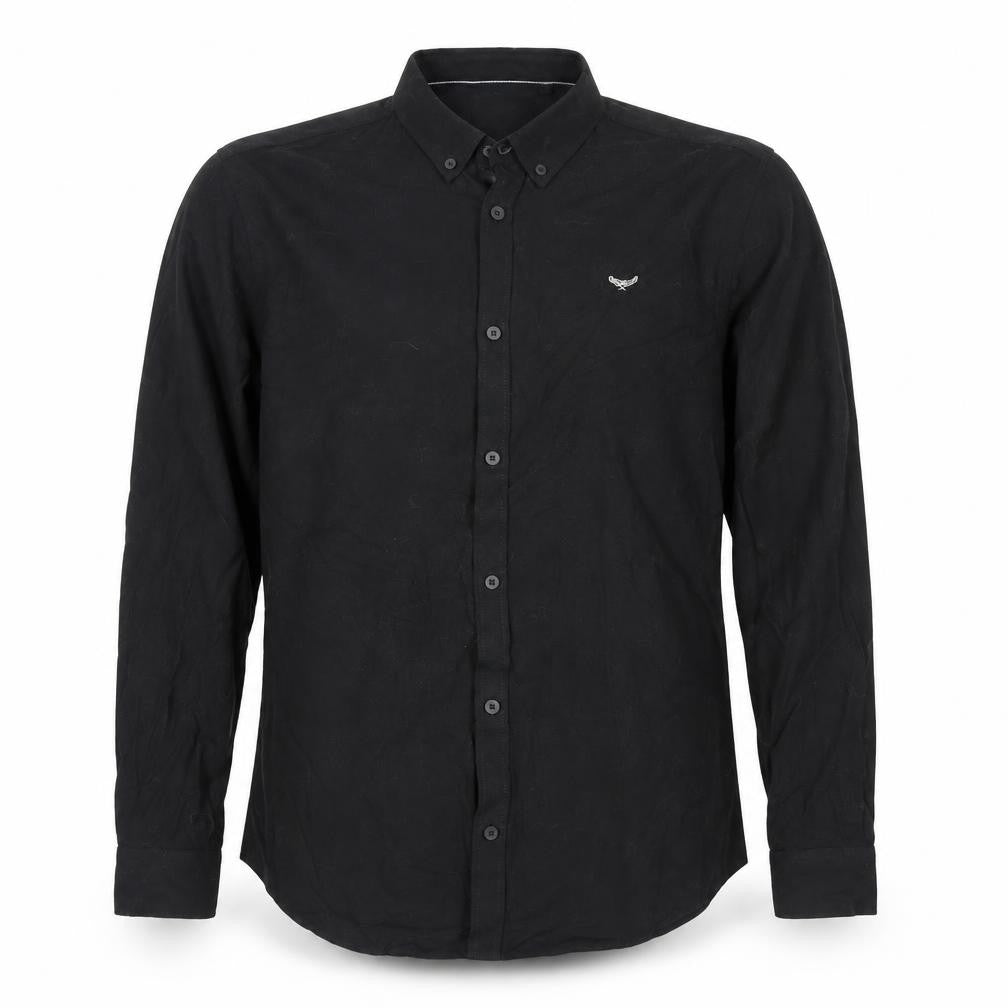Threadbare Men's Black Button-Down Long Sleeve Casual Cotton Shirt M