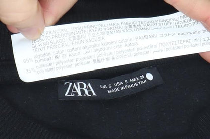 ZARA Men's Black Crew Neck Sweatshirt Size S Regular Fit