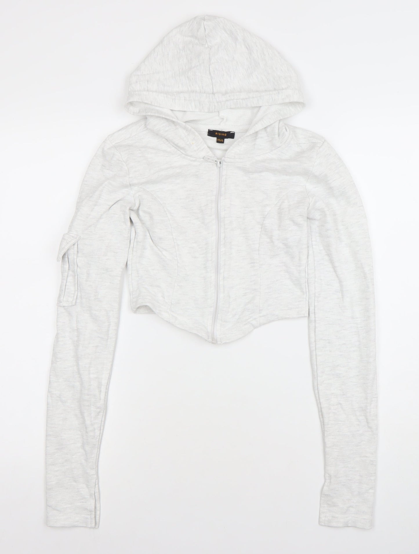 Womens UK Size XS Rising Grey Full Zip Hoodie