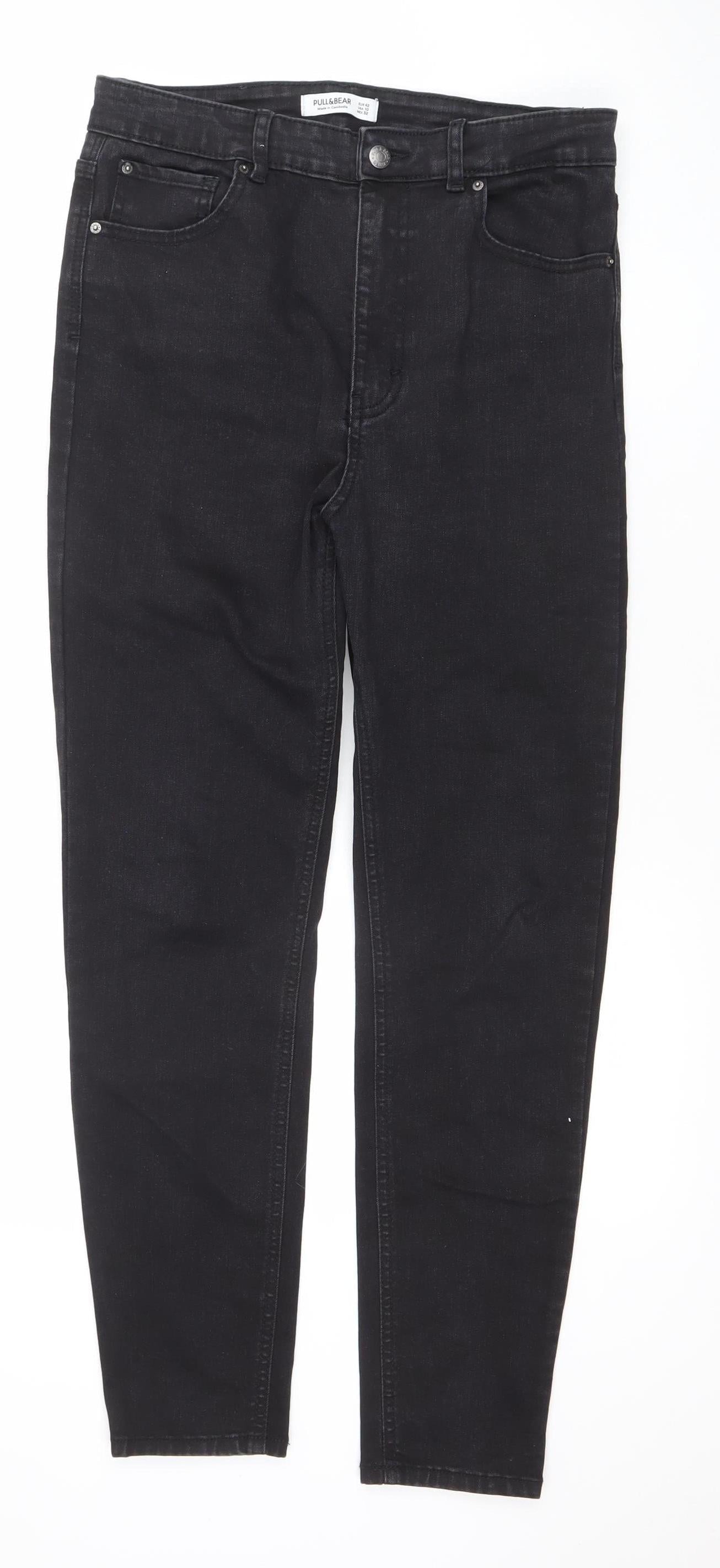 Pull&Bear Women Black Skinny Jeans Size 14 Slim Fit Denim
