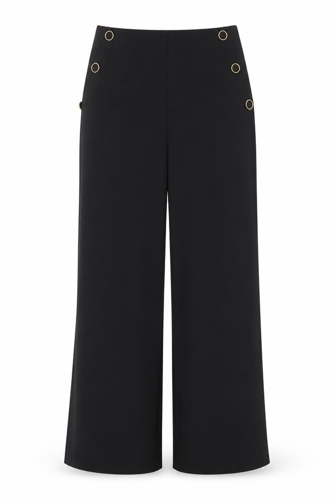 Womens UK Size 12 F&F Regular Fit Cropped Black Trousers