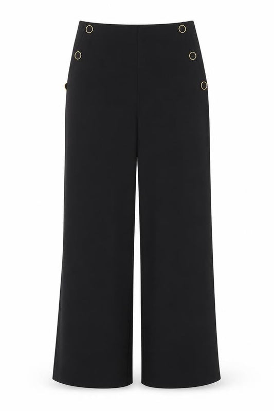 Womens UK Size 12 F&F Regular Fit Cropped Black Trousers