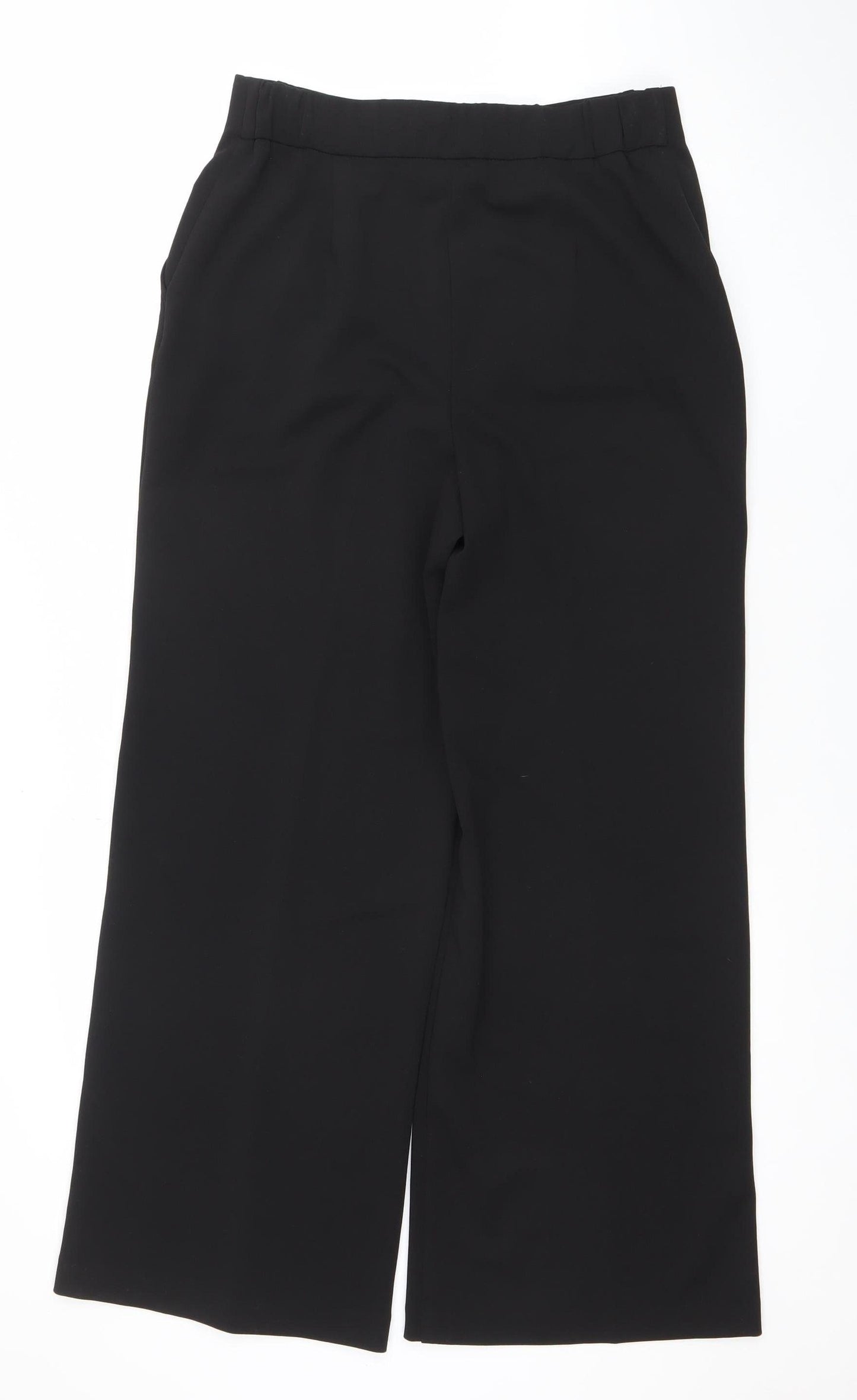 F&F Women Black UK 12 Cropped Trousers Elastic Waist Gold Rings