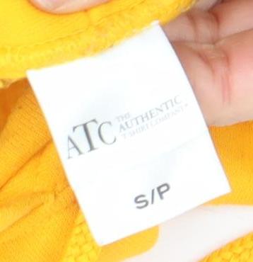 Mens UK Size S ATC The Authentic T-Shirt Company Yellow Pullover Hoodie