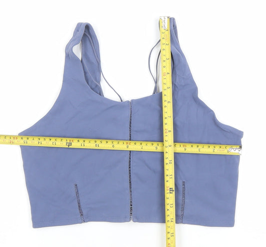 Nike Women Blue Dri-FIT Cropped Tank Top L Lightweight Stretch Gym