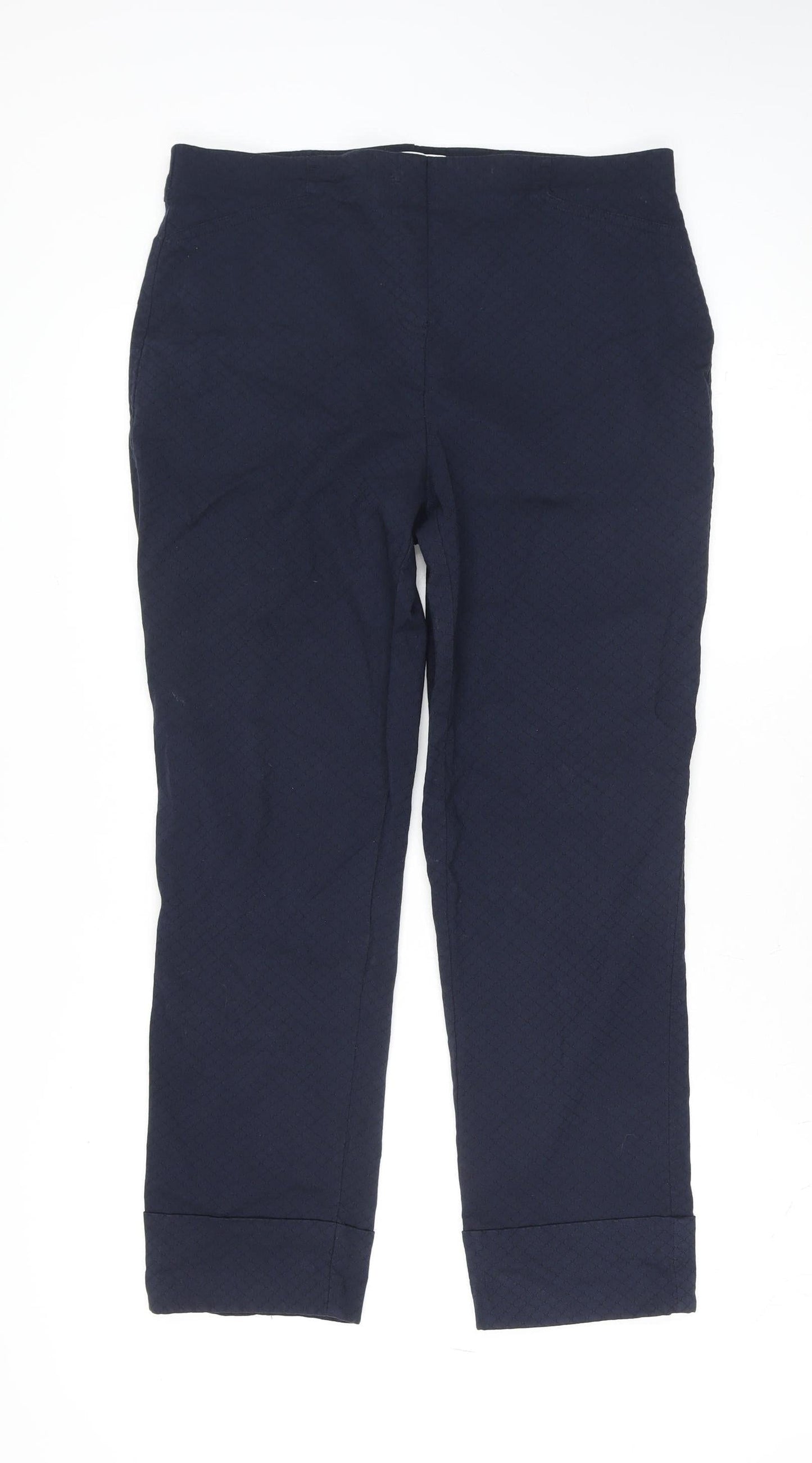 Womens UK Size M Gallery Regular Fit Cropped Blue Trousers