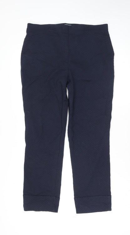 Womens UK Size M Gallery Regular Fit Cropped Blue Trousers