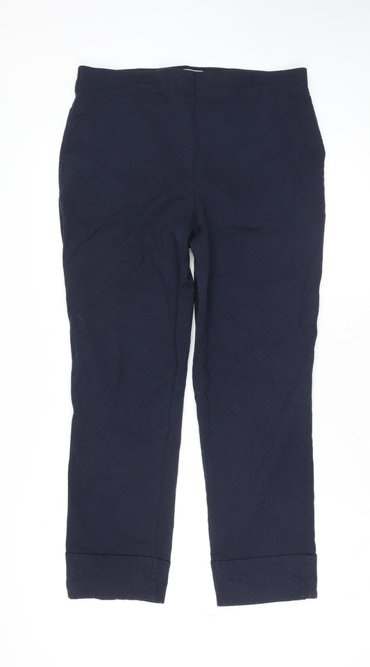 Womens UK Size M Gallery Regular Fit Cropped Blue Trousers