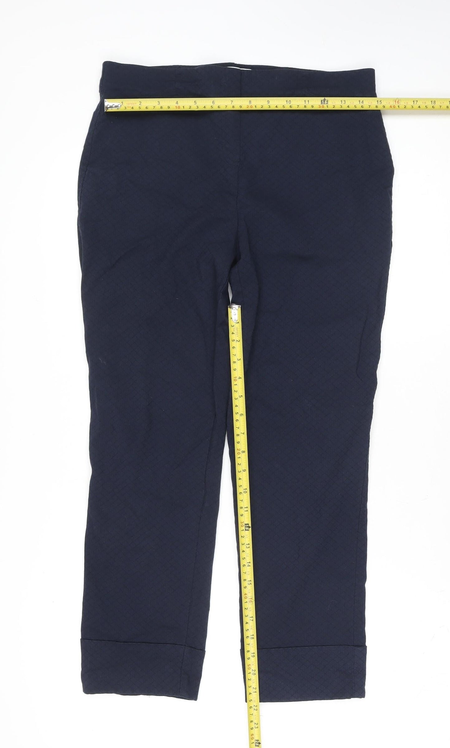 Womens UK Size M Gallery Regular Fit Cropped Blue Trousers