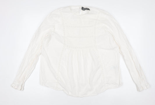 Primark Women’s White Cotton Boho Long Sleeve Blouse M
